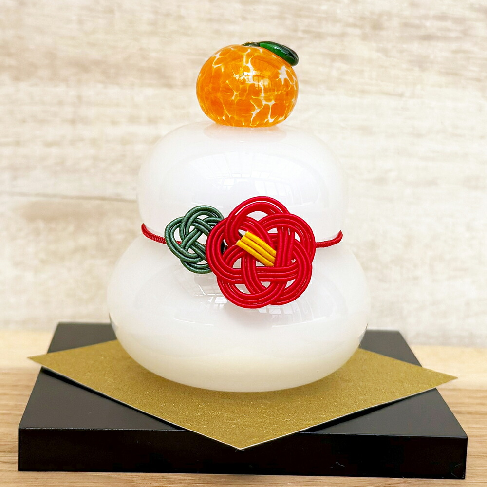 楽天市場】工房 CRAFTHOUSE ガラス製 鏡餅 泡金（大） 無垢 敷板・梅