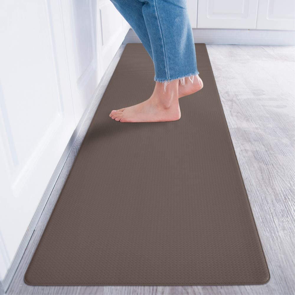 キッチンマット 60×180cm 無地 拭ける 撥水 滑り止め 台所マット PVC ブラウン