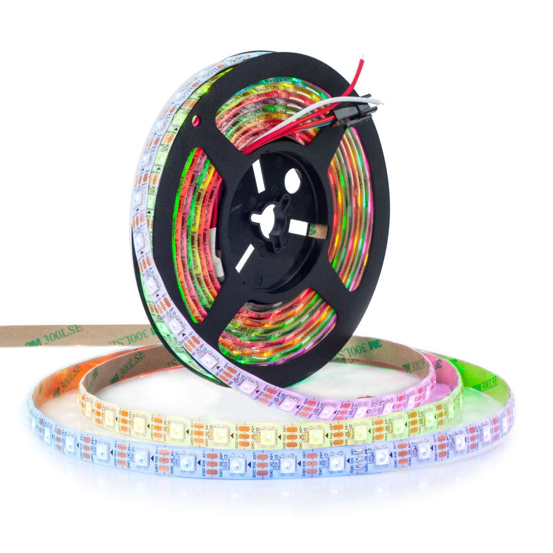 WS2812B LEDテープライト 5050 SMD 合金ワイヤー 5m 60LEDs/m 300LEDs 個別にアドレス指定可能 切断可能 プログラマブル可能 DC5V ドリームフルカラー 夢幻色 ネオピクセル 白PCB IP65 シリコンコーティング防水 LEDストリングライト イルミネーション 室