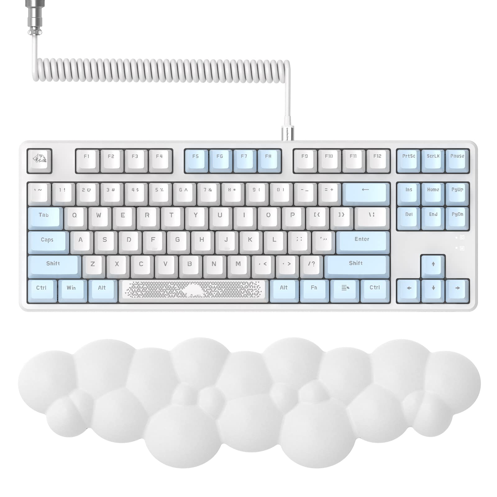 ゲーミングキーボード 白軸メカニカル カスタムキーボード 87キーパソコンキーボード テンキーレスキーボード - 5ピンTTCシャフトシート ホットプラグ設計 全キー無衝突 PBT3色キーキャップ リニア軸 25種バックライト ケーブル搭載 自宅ゲーム用のキーボード white
