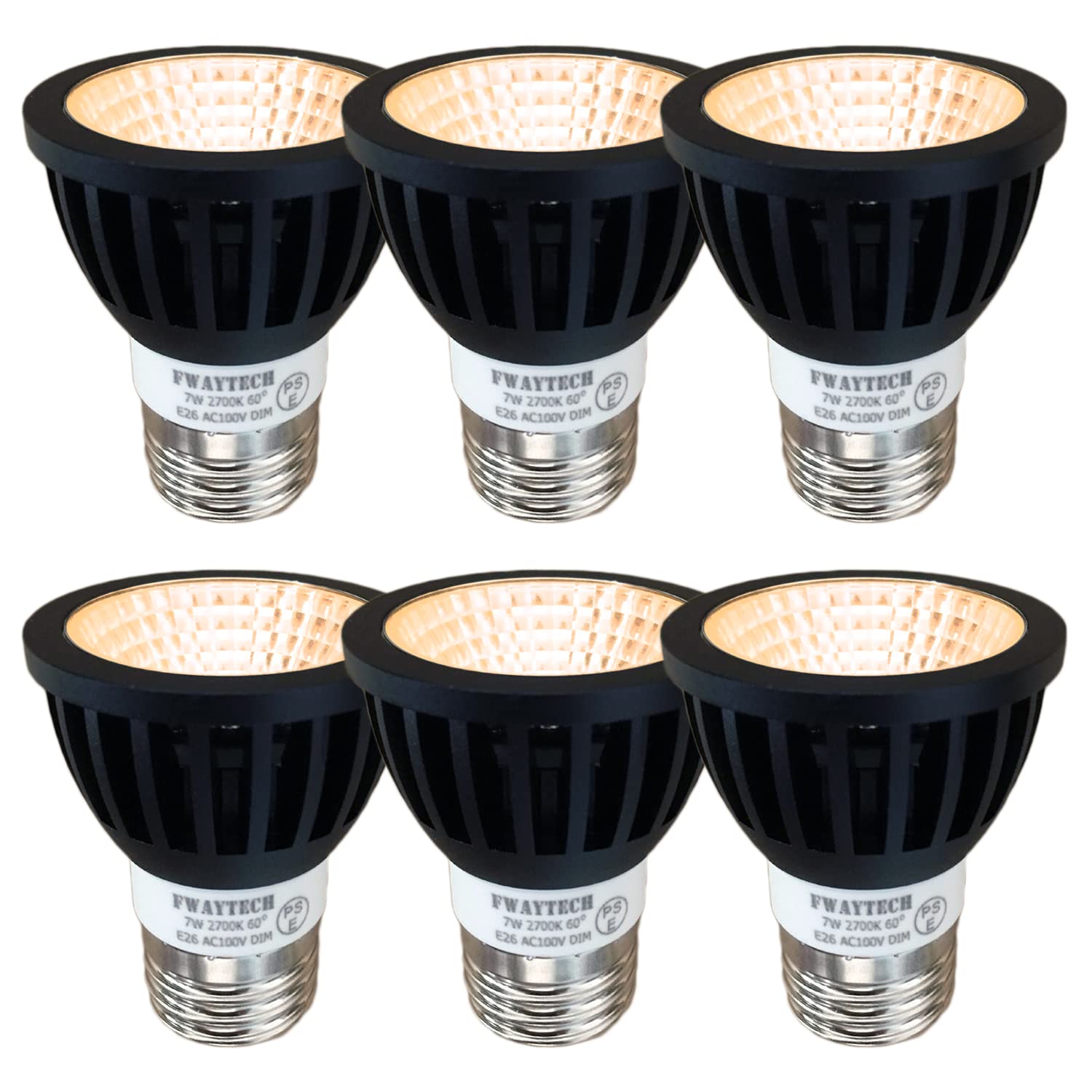 led 斑点模様 e26 調光器相応う 二眼レフ照明ランプLED 7W LEDハロゲン白熱電球60W～75W好いかげんに 導管軌道LED注目の的 密閉物の具相応う 6個仕かける (白熱電球色好いかげんに(2700K), 本体黒 (広角60度) E26口金 調光相応う) ライト・照明器具-電球-LED電球