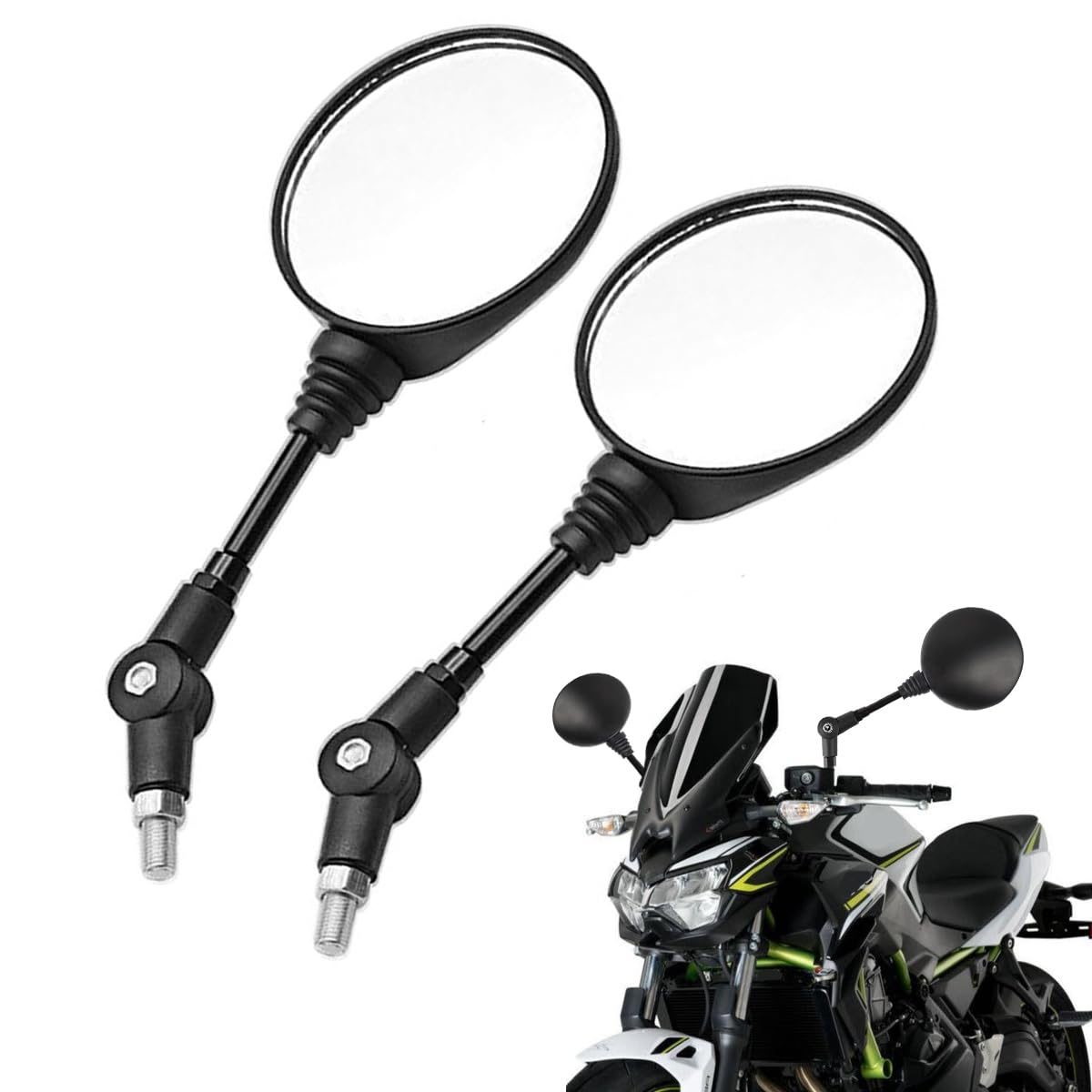 楽天市場】バイクミラー 8MM 10MM 逆/正ネジ 5本付き 可倒式