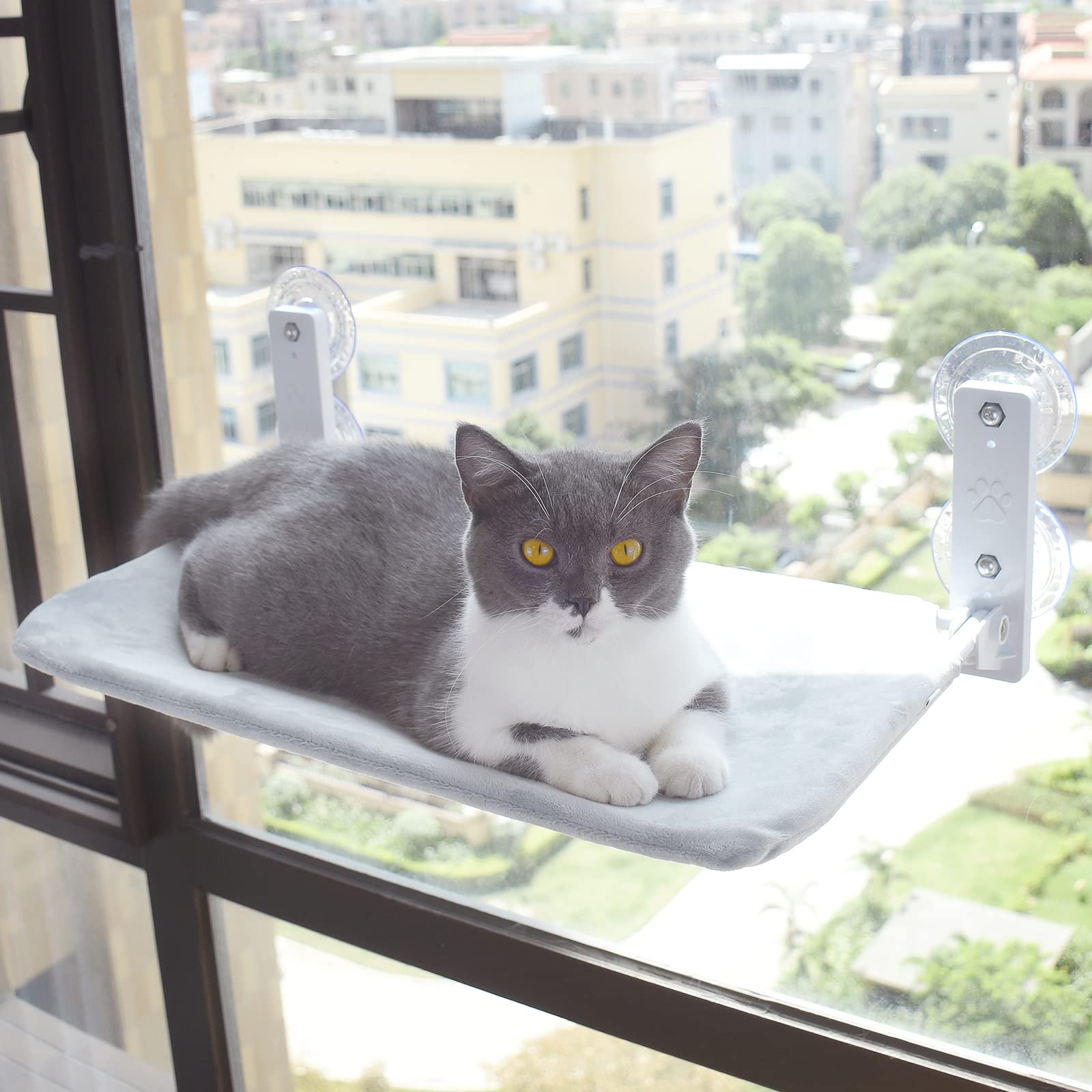 猫用吸盤式ハンモック ペット 猫用ベッド【2025年最新型】 猫用品 窓用 休憩 睡眠 日光浴 カルシウム 遊ぶ 活動 観光 登攀 四季を通じて対応可能 耐荷重15KG 52×30cm 超大型サイズ 取り付けが簡単 安定した 吸盤 強力 三種類のファブリックオプション 両面で使用