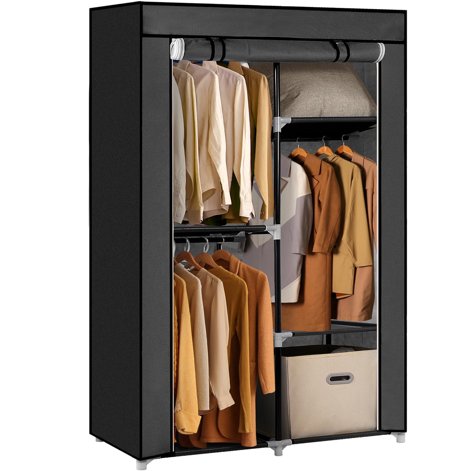 楽天市場】ワードローブ カバー付き クローゼット 不織布 直径19mmの