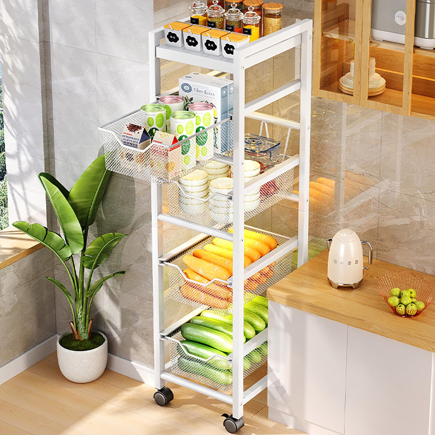 楽天市場】Sameyoキッチンワゴン キャスター付き 5段 収納カート