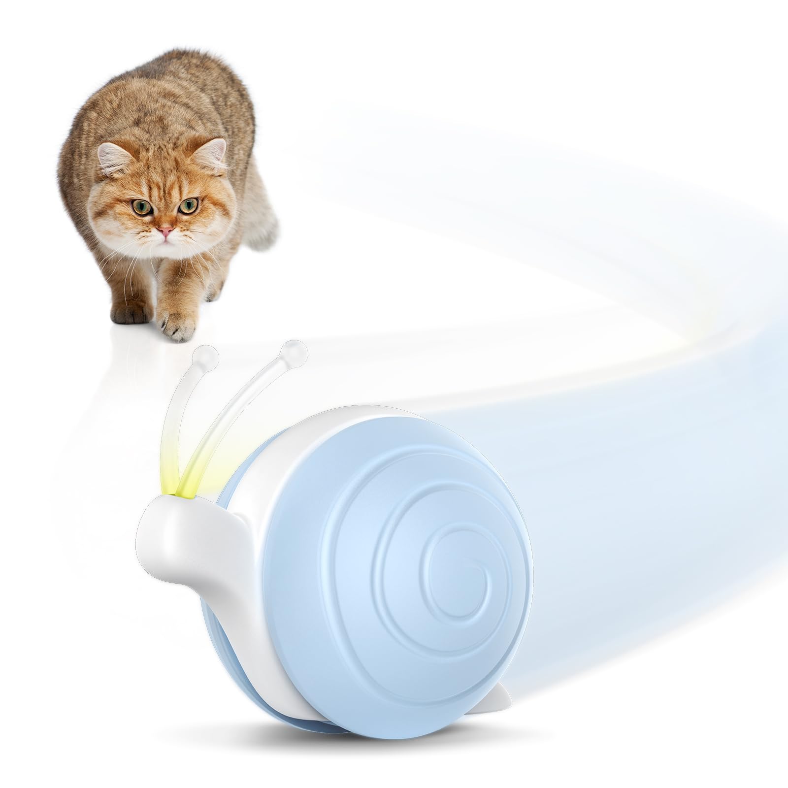 猫おもちゃ 自動 スピードカタツムリ 猫玩具 猫用おもちゃ 自動滑走 全方向に転がる 2モード搭載 急速充電式 LED触角付き 一人遊び ストレス解消 お留守番に 好奇心満足 猫のプレゼント ブルー