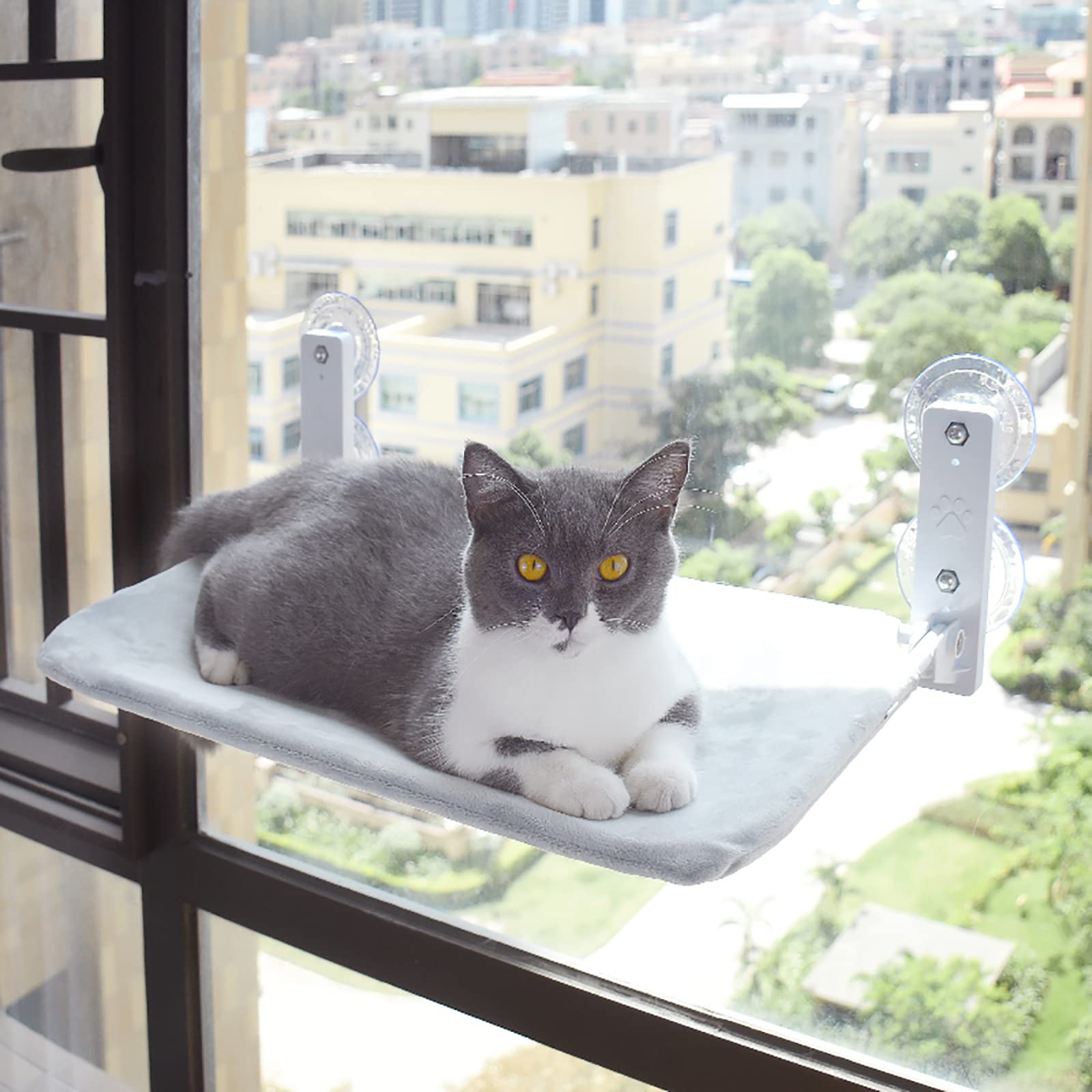 猫 ハンモック 窓 猫 ベッド 吸盤式 強力な吸盤 窓掛け 窓際マット 折りたたみ 窓ハンモック 取り付け簡単 四季兼用 耐荷重15kg 日光浴 ネコ用 猫 キャット ねこ 室内用 睡眠 運動 休憩 吸盤式 ペットベッド (大（30*52cm） 細かいフランネル)