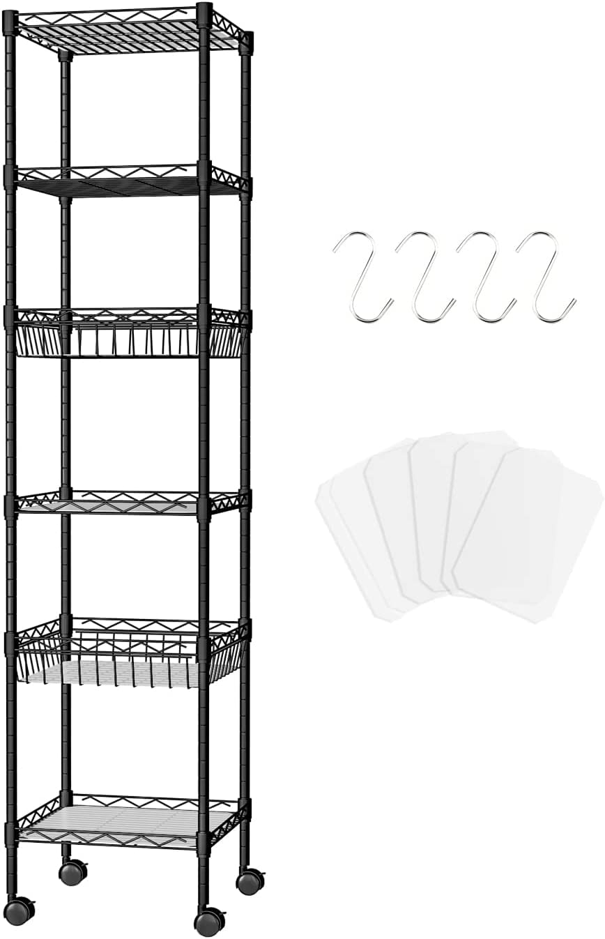 楽天市場】PASRLD メタルラック本体 6段 ガスケット棚板 キャスター