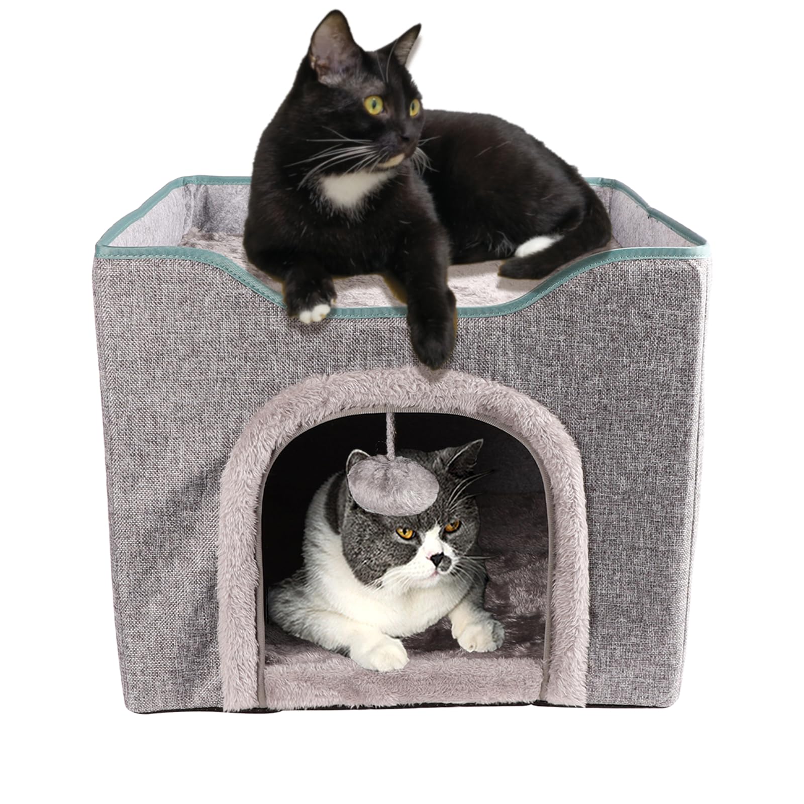 猫ハウス 冬 折りたたみ式 猫 ベッド 暖かい 室内用 キャットハウス 寒さ対策 保温防寒 猫& 猫小屋 猫部屋 二層 寝床 冬用ベッド ふわふわ クッション ペットハウス 爪磨き 小型犬 ペット用品 通年