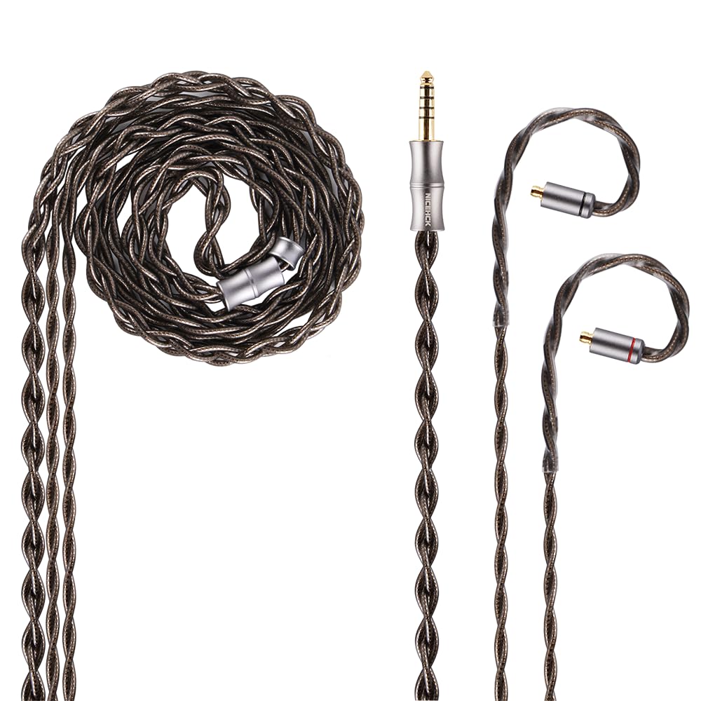 イヤホンリケーブル アップグレードケーブル 標準PentaconnEar 4.4mm 6N純銀が入った 五つの材質の混合 hifiリケーブル ダークグレー 交換用 イヤモニ 音質改善 金属製コネクタ 着脱式 1.2m DIY (4.4mm 標準PentaconnEar)