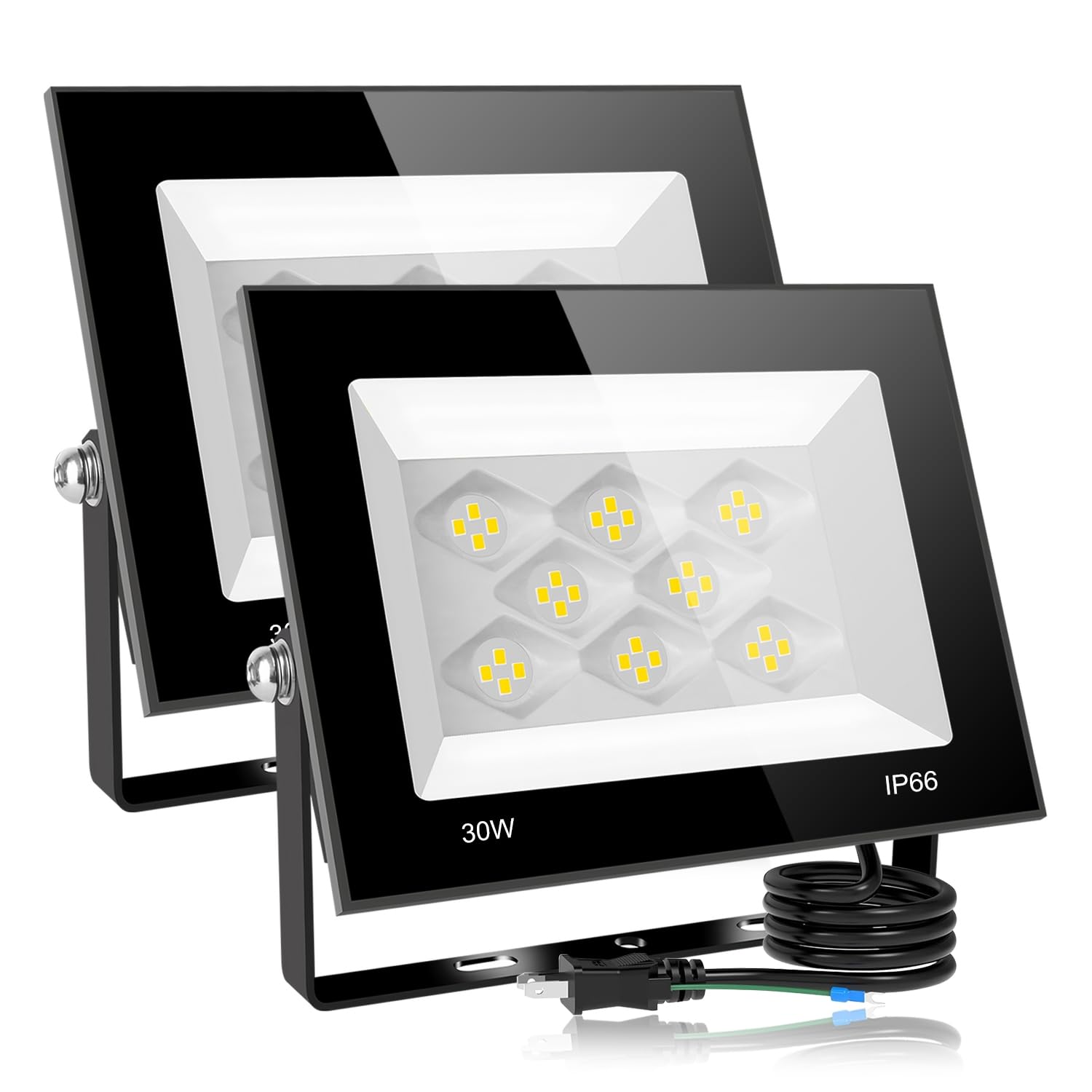 LED投光器 30W 4000LM ワークライト 作業灯 IP66防水 昼光色 6500K LEDライト 屋内屋外 100V対応 高輝度 高演色Ra85以上 省エネ 120°広角 屋台 照明 防災対策 PSE認証済み 日本語取扱説明書付き 【 2個セット】