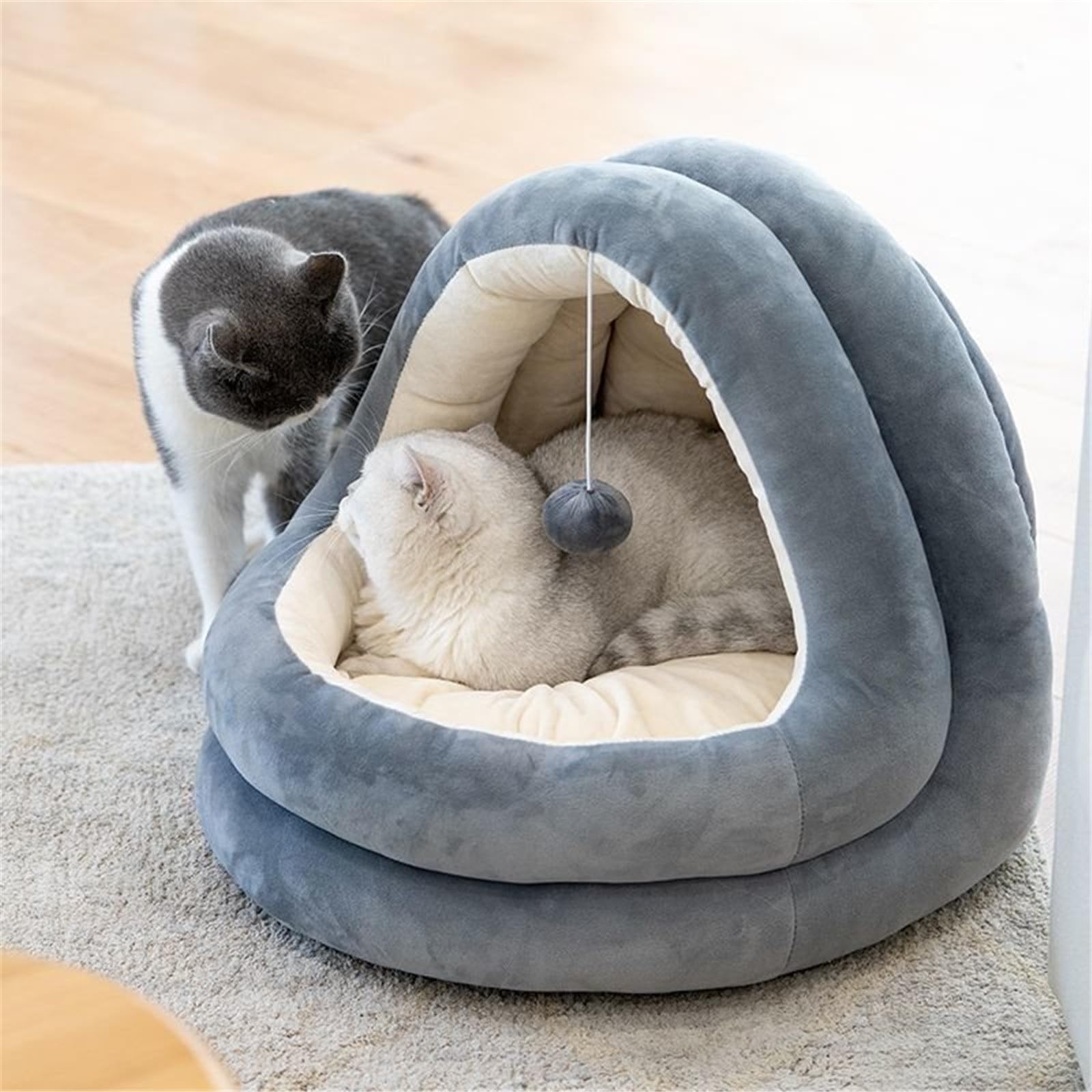 猫臥榻 猫の巣 秋冬用 生あたたかい猫用犬掘ったて小屋 取りはらい能力のあるな犬用臥榻 犬掘ったて小屋パッド 猫用(50x48x44糎)