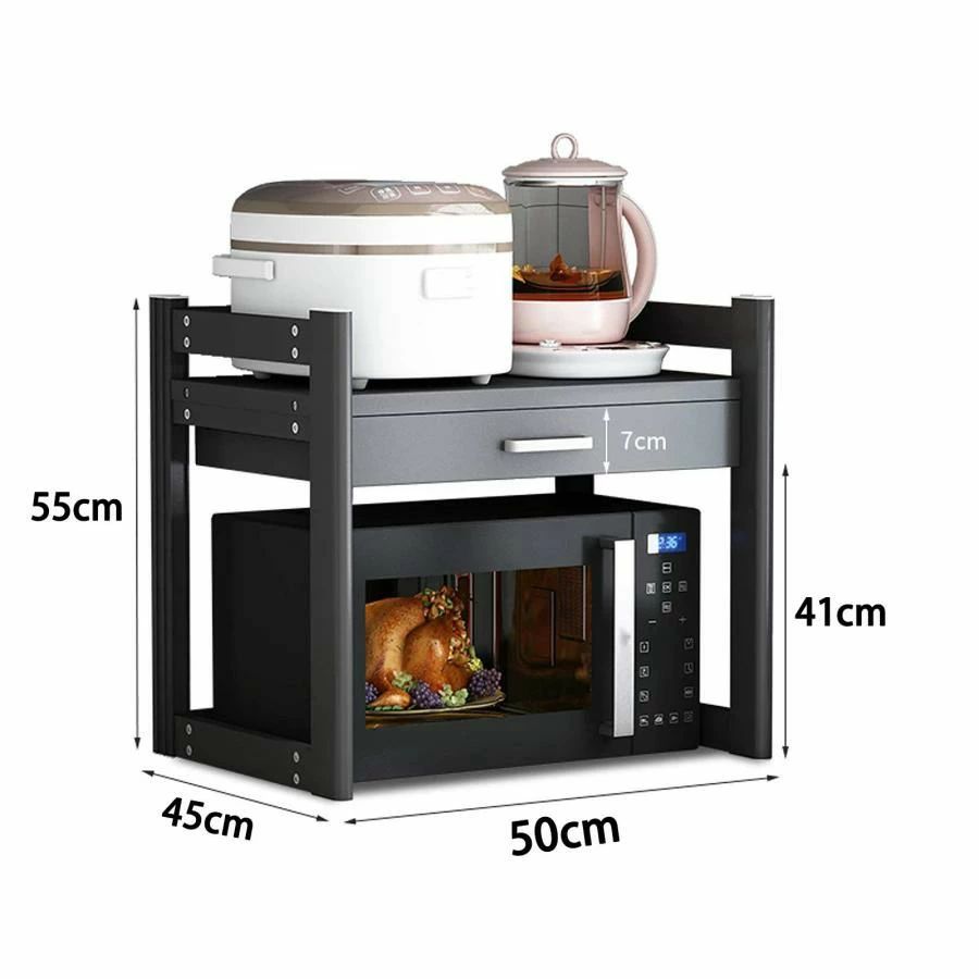 電子レンジ台 収納棚 50cm、スタンドオーブンオーガナイザーユニット、電子レンジラック レンジラック、耐熱性?耐摩耗性?防水性?防錆性、簡単な組み立て、diy 棚