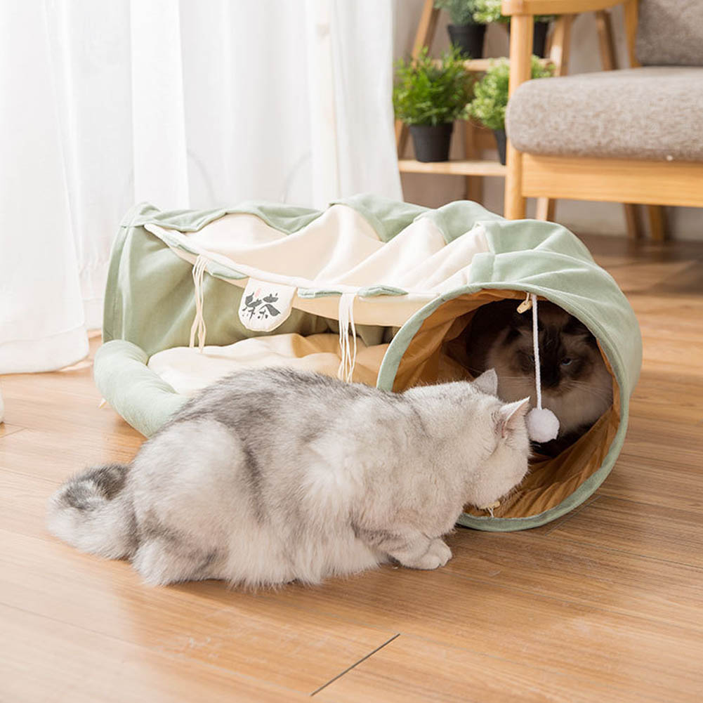 猫 水平坑 ベット キャットトンネル 手あそび 猫棲み家 折りたたみ  2WAY  納める助けになる