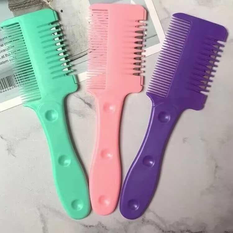 安全性のある セルフカットブラシ ヘアカットコーム くしと髪剃りが押し並べて型髪の毛截断機 くし状髪剃り 刃10枚付き添い人 前髪 身寄り用 調髪 飾り気の無い 髪の毛とり捨てるくし