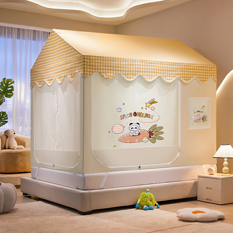 赤ちゃんのポンチ絵の臥し所の子供部屋の鉤括弧疑しさと防塵蚊屋