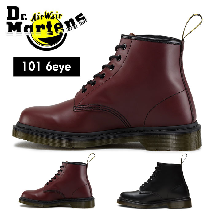 楽天市場 送料無料 ドクターマーチン Dr Martens 6ホール ブーツ メンズ レディース ブーツ レースアップ シューズ 編み上げ レディースサイズ 黒 ブラック 赤 レッド スムースレザー 101 6eye Boot Cherry Red Black 0116 Kate Jack シューズ レインブーツ