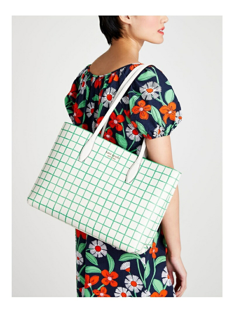オールデイ テニス チェック ラージ トート kate spade new york 