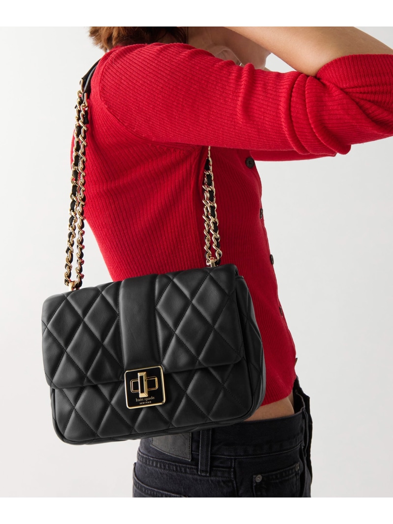 【SALE／68%OFF】【堅苦しさ】持ちはこび キルテッド スモール 下げ翼 はりつけ台上半身 kate spade new york ケイトスペードニューヨーク州 御徒面子 ショルダーバッグ 黒いこと【RBA_E】【貨物輸送無料】[ Fashion]