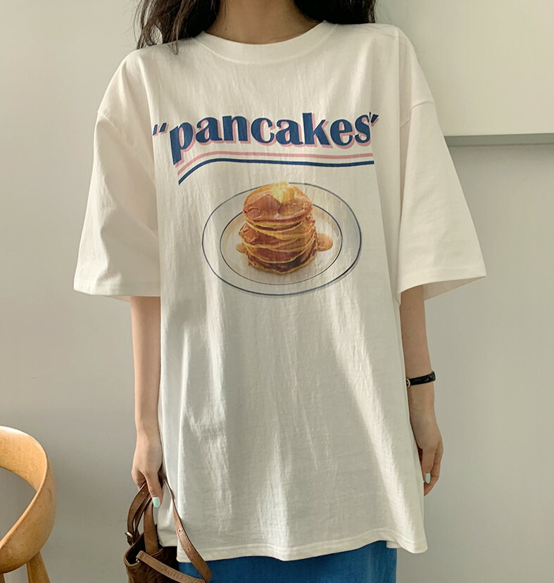 楽天市場 パンケーキ Tシャツ トップス カットソー 半袖 五分袖 ロゴ 白 ホワイト ピンク ブルー 青 水色 ダンス 衣装 ヒップホップ Hiphop レディース メンズ キッズ ガールズ Kpop 食べ物 お菓子 スイーツ 大きい ビッグ ゆったり 服 プリント Kathina