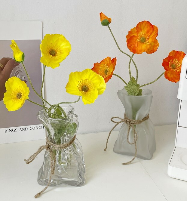 アンティーク風 花瓶 3色 一輪挿し おしゃれ かわいい 北欧 雑貨 韓国 インテリア ガラス 透明 半透明 オーロラ 大きい 大きめ 小さい 小さめ シンプル 玄関 卓上 無地 壺 ヨーロピアン 瓶 フラワーベース 15cm ホログラム でこぼこ 紙袋風 いいスタイル