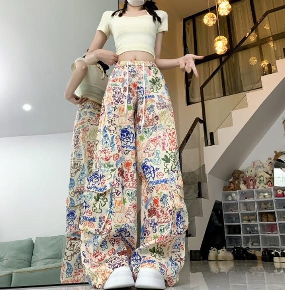 楽天市場】総柄 カラフル ワイド カーゴパンツ ズボン ボトムス パンツ