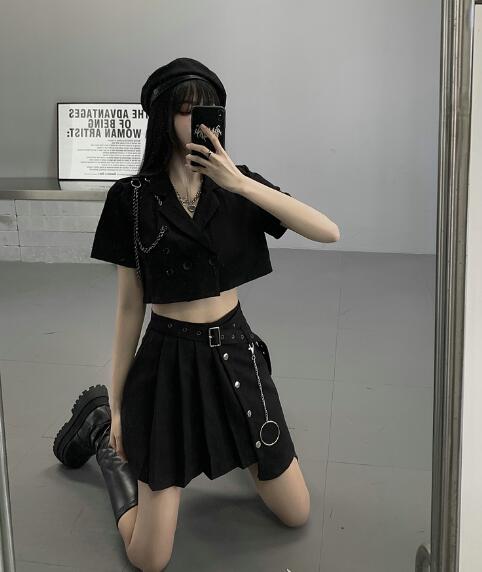 楽天市場】【Lのみ即納】ベルト/チェーン付 スカート キュロット ハイ