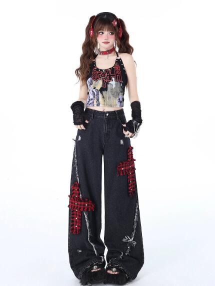 楽天市場】♪S~XL展開♪ワッペン 十字架 デニム ズボン ボトムス