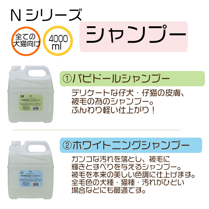 Zoic シャンプー Nシリーズ 選べるシャンプーリンスセット アプリケーター付き 代引き手数料 送料無料 業務用 犬猫用 4000ml ２ トリミング シャンプー 有限会社カチオンzoic Nシリーズ 選べるシャンプー リンスセット