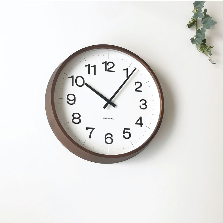 Katomoku Muku Clock 16 Ll Size ブラウン Km 116brrc 電波時計 掛け時計 連続秒針 大きいサイズ 名入れ対応品 Opendu17 Fr