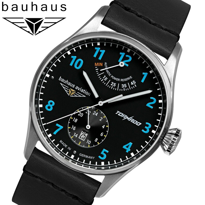 ドイツ 製 bauhaus Aviation バウハウス・アビエーション ブルー・パワーリザーブ搭載 自動巻き腕時計 TORNADO トルネード バウハウス・デザイン Uhrenwerk Ruhla ルーラ Made in Germany メンズウォッチ 男性用腕時計|加坪屋(かつぼや)