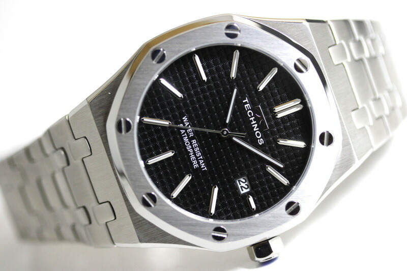 TECHNOS ロイヤルオーク 新品 ブラック テクノス腕時計 楽天市場】TECHNOS テクノス 5気圧防水 ロイヤルオーク クォーツ