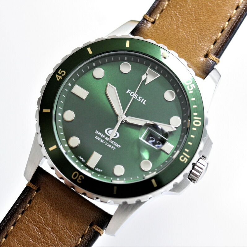 【美品】 FOSSIL クロノグラフ 腕時計 グリーン SEIKO セイコー クロノグラフ グリーン文字盤 （海外モデル