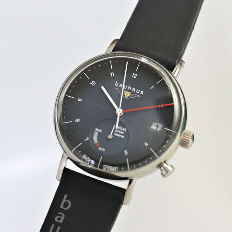 ドイツ 製 bauhaus バウハウス ソーラー・クォーツ腕時計 バウハウス・デザイン Uhrenwerk Ruhla ルーラ Made in Germany 41ミリ メンズウォッチ男性用腕時計 2112-3SP 55,000円