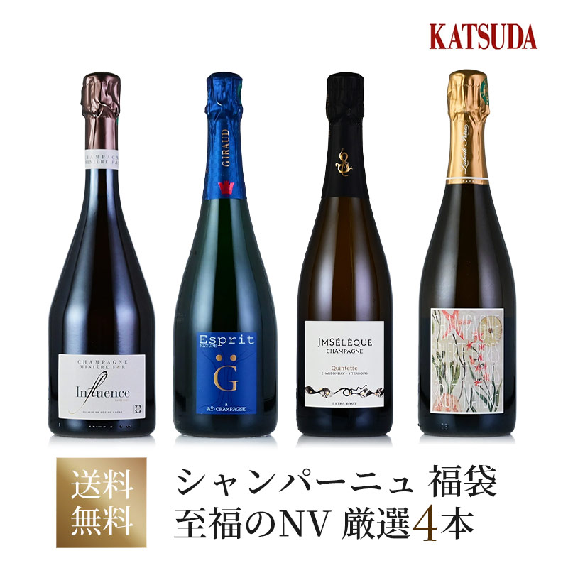 【最大5千円OFFクーポン】【第5弾】ワインセット シャンパン 《至福のノンヴィンテージ厳選4本》 ミニエール /JM セレック/アンリ ジロー/ラエルト フレール 福袋｜KATSUDA 勝田商店 銘醸ワイン専門