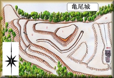 [完成品] 亀尾城・板井城（菊池市七城町亀尾1885）日本の城　お城のジオラマ模型　プラモデル　城郭模型｜お城のジオラマ鍬匠甲冑屋