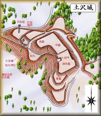 [完成品] 　土沢城（花巻市東和町土沢５区）日本の城　お城のジオラマ模型　プラモデル　城郭模型｜お城のジオラマ鍬匠甲冑屋