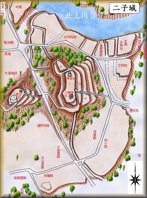 [完成品] 　二子城・飛勢城（北上市二子町宿）日本の城　お城のジオラマ模型　プラモデル　城郭模型｜お城のジオラマ鍬匠甲冑屋