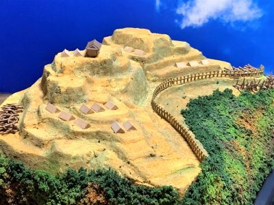 [完成品］近江　石山城・石山砦　　A4サイズ　日本の城　お城　ジオラマ　模型　プラモデル　城郭模型｜お城のジオラマ鍬匠甲冑屋
