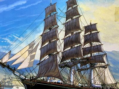 [完成品]　帆船　カティサーク　CUTTY SARK 　イギリス　1/350 　世界の帆船シリーズ　ジオラマ模型　プラモデル　コレクションケース付き　(洋上モデル)｜お城のジオラマ鍬匠甲冑屋