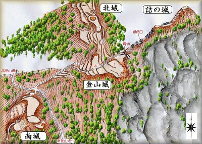 [完成品] 　金山城（伊豆の国市神島）　　日本の城　お城のジオラマ模型　プラモデル　城郭模型｜お城のジオラマ鍬匠甲冑屋