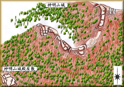 [完成品] 神明山城（大野市佐開）日本の城　お城のジオラマ模型　プラモデル　城郭模型｜お城のジオラマ鍬匠甲冑屋