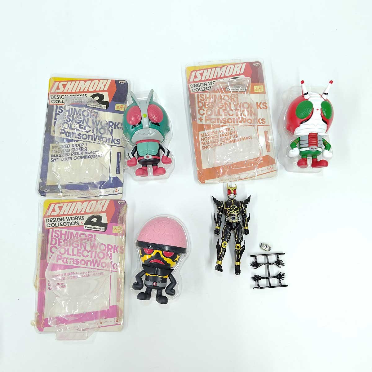 【中古】仮面ライダー 新2号 V3 人造人間ハカイダー 石森デザインワークスコレクション ソフビ おまけ クウガ フィギュア画像