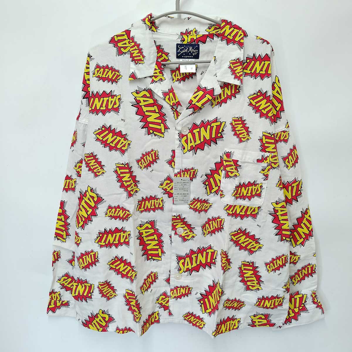 【中古・未使用品】セント マイケル SAINT MICHAEL PAJAMA SHIRT POW 長袖 パジャマ シャツ XL SM-A22-0000-027 メンズ トップス