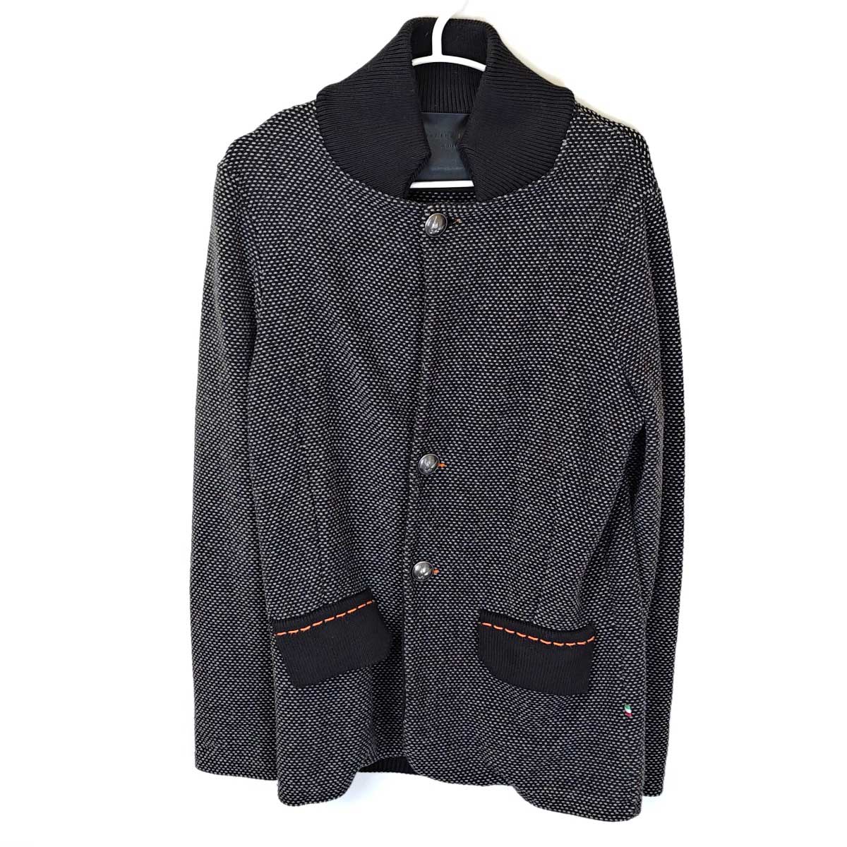 【中古】PHILIPP PLEIN HOMME フィリッププレイン ボタン ダウン ウール ジャケット S ブラック メンズ イタリア製 スカル