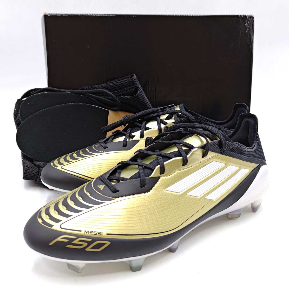 【中古・未当て嵌める品】アディダス MESSI メッシ F50 ELITE FG 26.5珊 Gold Metallic / Cloud White / Core Black IG6717 ADIDAS 生まれながら芝 蹴球スパイク