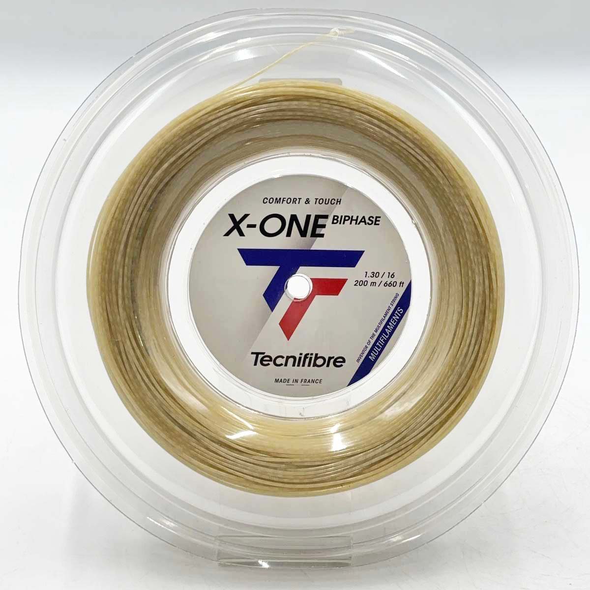 【中古・未当て嵌める品】テクニファイバー Tecnifibre X-ONE BIPHASE 1.30 硬式庭球 より糸 ガット 一巻き エックスワン バイ位相角 200ｍ 一巻き 自然的 01RXO130XN 1.30粍