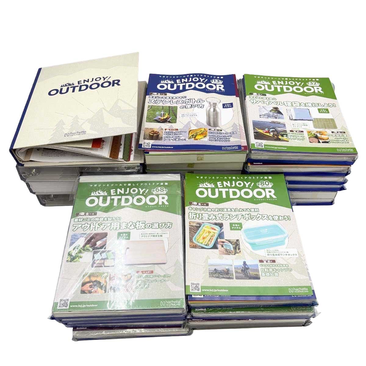 【中古・未当てはめる品】[70冊分以上書き割り] hachette アシェット ENJOY! OUTDOOR 加えること物の具総やか 特製うしろ側容器に並べる 酉の方角御徒面子付 アウトドア 難民キャンプ