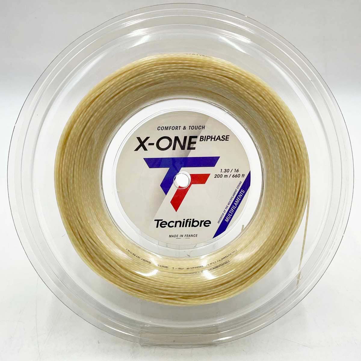 【中古・未当てはめる品】テクニファイバー Tecnifibre X-ONE BIPHASE 1.30 硬式庭球 撚り糸 ガット エックスワン バイ位相角 200ｍ 渦巻き 自然的 01RXO130XN 1.30粍