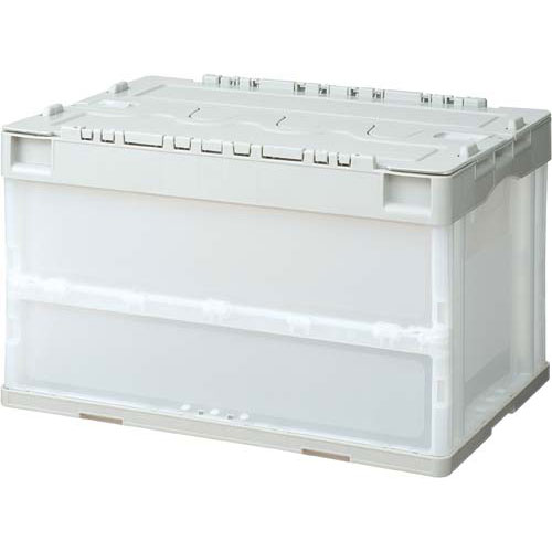 カウサイバー空間 折りたたみ容れものフタ一体型 ５０Ｌ薄墨色１５個入